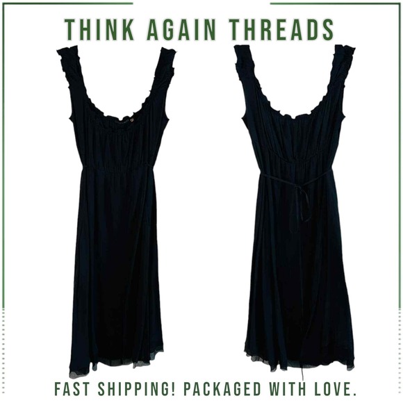 Elie Tahari Dresses & Skirts - Elie Tahari Black Off-The-Shoulder Ruffle Knee Length Silk A-Line Dress Size 10